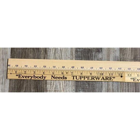 Vintage Wooden Folding Yardstick 36" Everybody Needs Tupperware Ruler USA Made - Picture 10 of 11